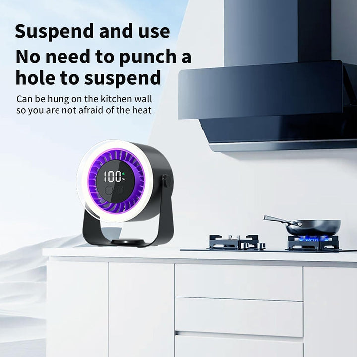 Black Auralis Quiet Desk Fan, specifically designed for home office use, with 10 speeds.