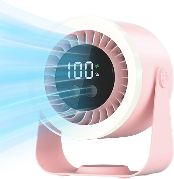 Black Auralis USB Rechargeable Desk Fan in a dorm room setting, emphasizing portability.