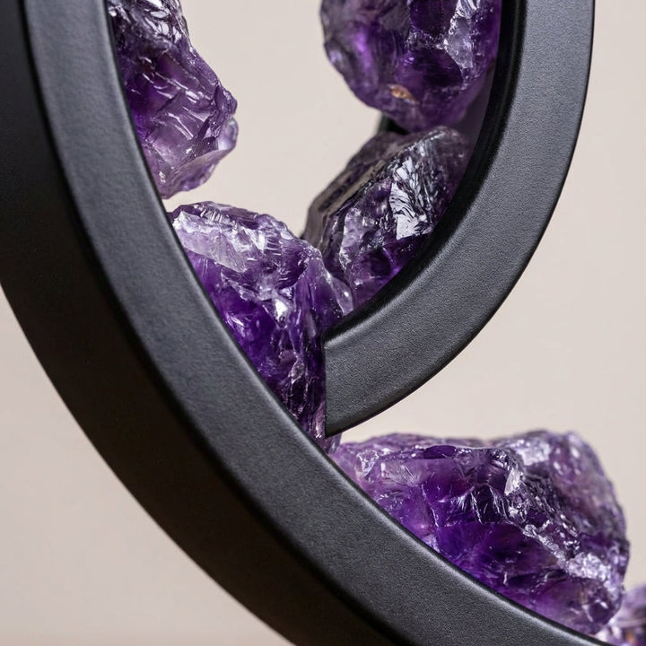 Close-up of Auralisq Aura Lamp, an aesthetic spiritual accent light enhancing any meditation space.