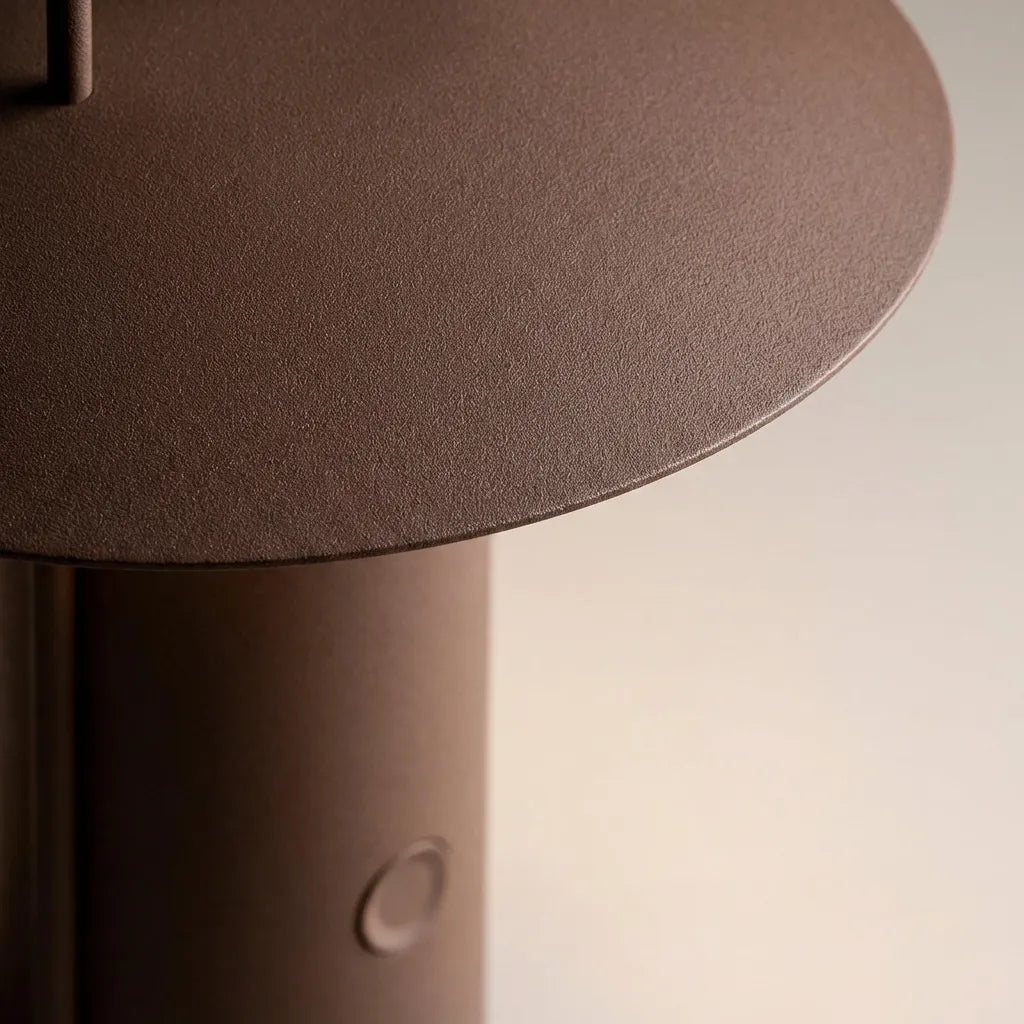 Close-up of AuraPorto wireless LED lantern, sleek design, perfect for garden light.