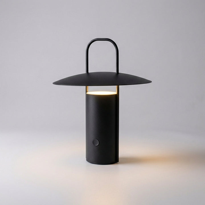 Compact AuraPorto rechargeable lantern with handle, versatile indoor/outdoor lighting.