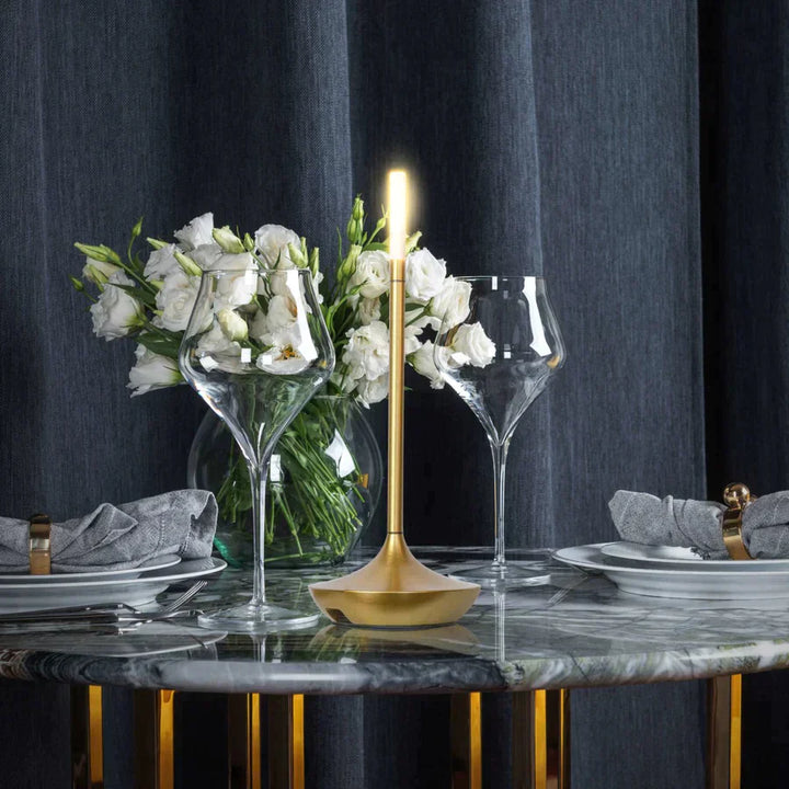 Aurelia minimalist LED table lamp, showcasing its dimmable functionality and home decor appeal.
