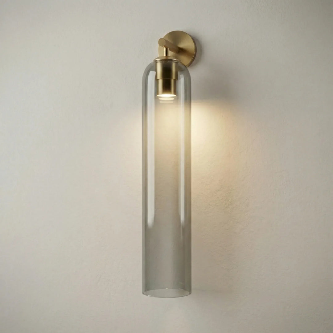 Modern Aurelis vertical glass wall sconce, a statement piece for indoor lighting and home decor