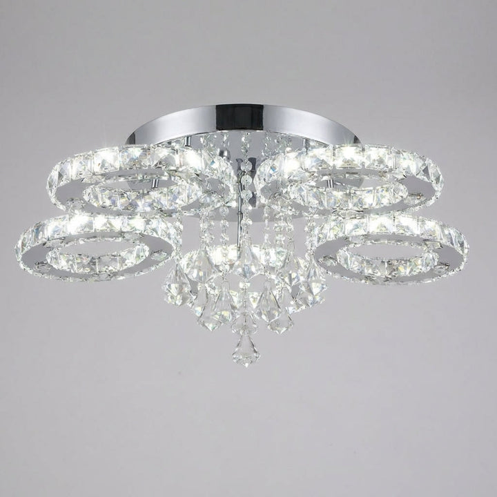 Elegant Aurellin ceiling mounted crystal chandelier with sparkling LED lights