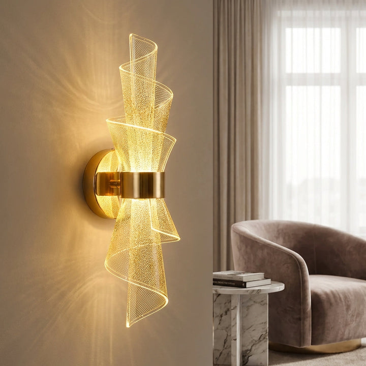 Aurellis modern LED wall sconce for home & office, with a sleek acrylic design, providing energy-efficient lighting.