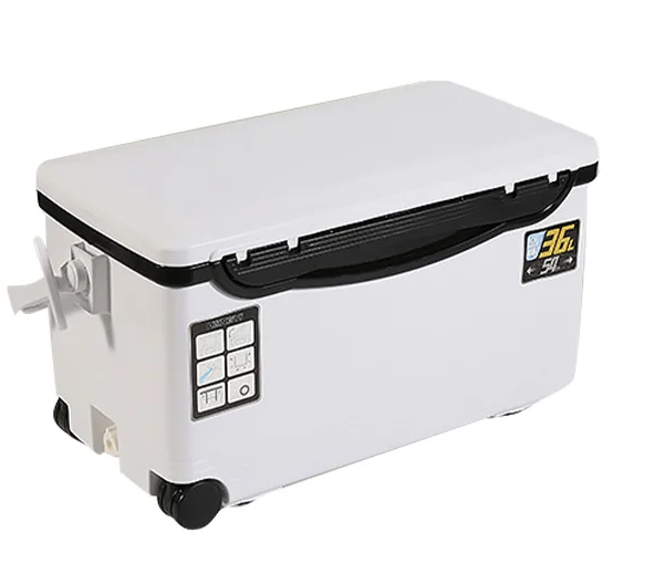 Studio shot of the Auren fishing cooler box, highlighting its sleek design and premium cold retention features.
