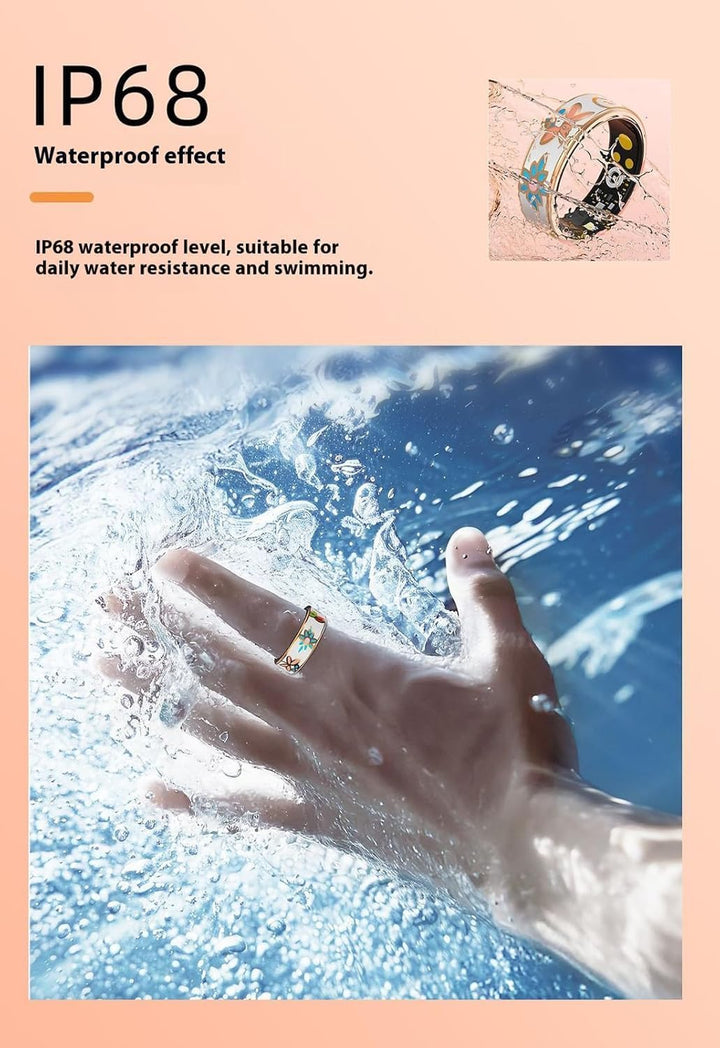 Side view of Aurina Smart Enamel Wellness Ring, fitness monitor, iOS/Android