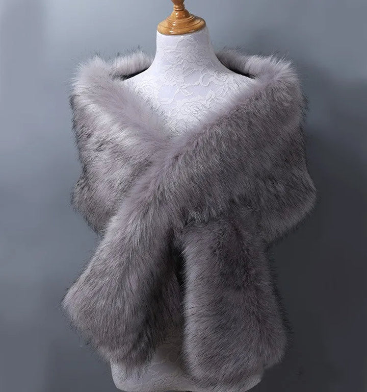 Women's Formal Shawl: Elegant Aurora plush wrap, ideal for evening events, adding luxury and warmth to any formal outfit.