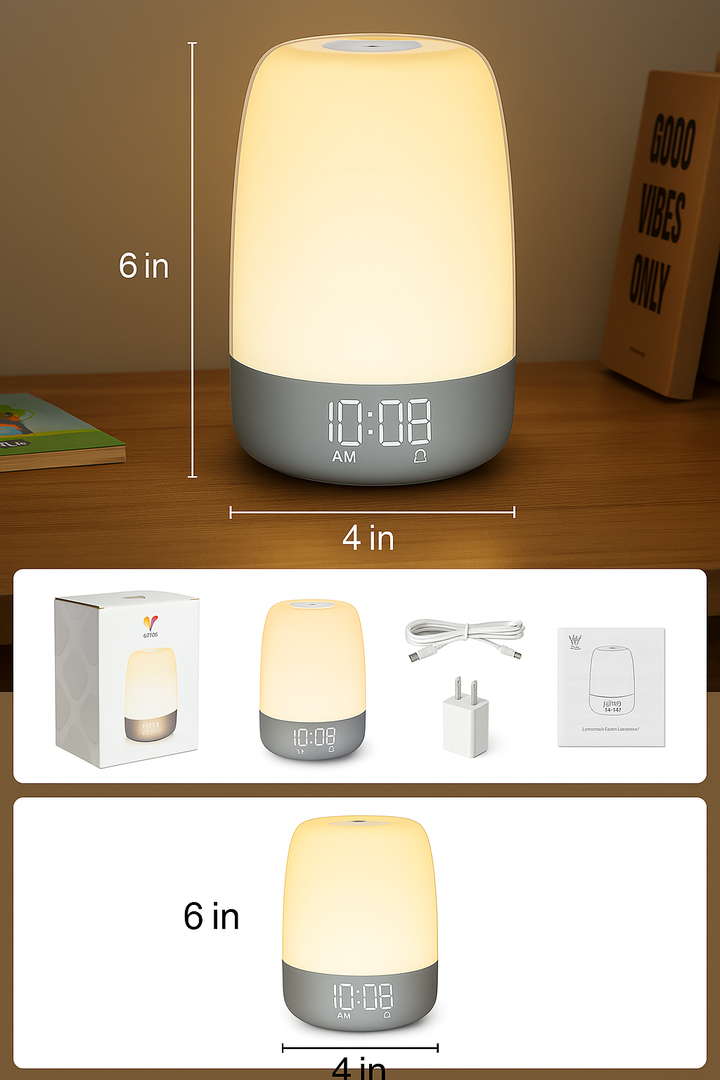 Experience natural wake-up with Aurora smart light: sunrise simulation & calming sounds for peace.