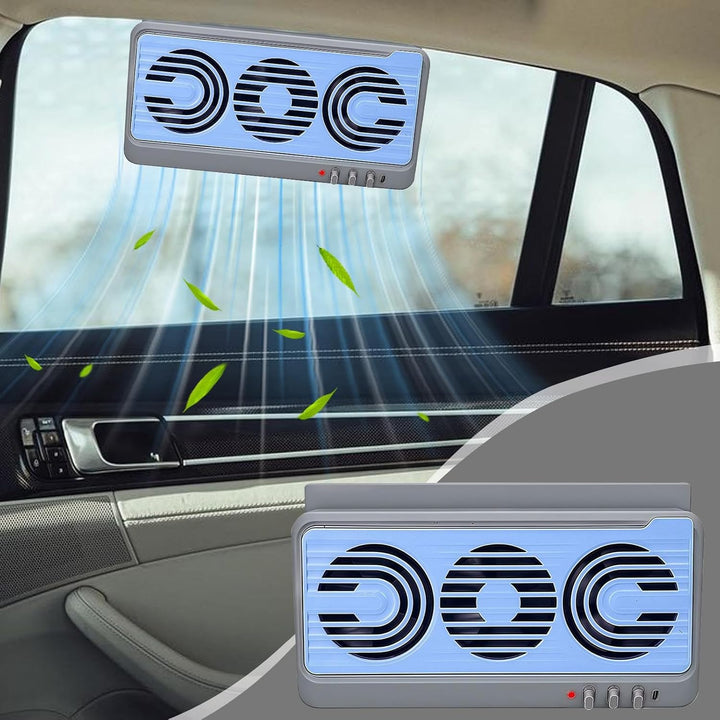 Aurovent dual duct car exhaust fan, a solar accessory for ultimate car interior cooling.