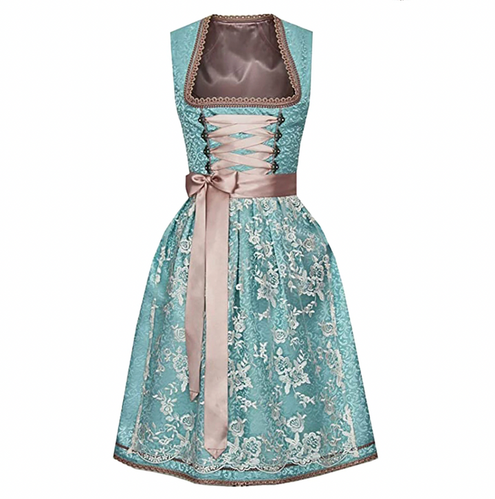 Women's traditional Dirndl dress, Bavarian style, ideal for Oktoberfest parties. Elegant and festive cultural wear.