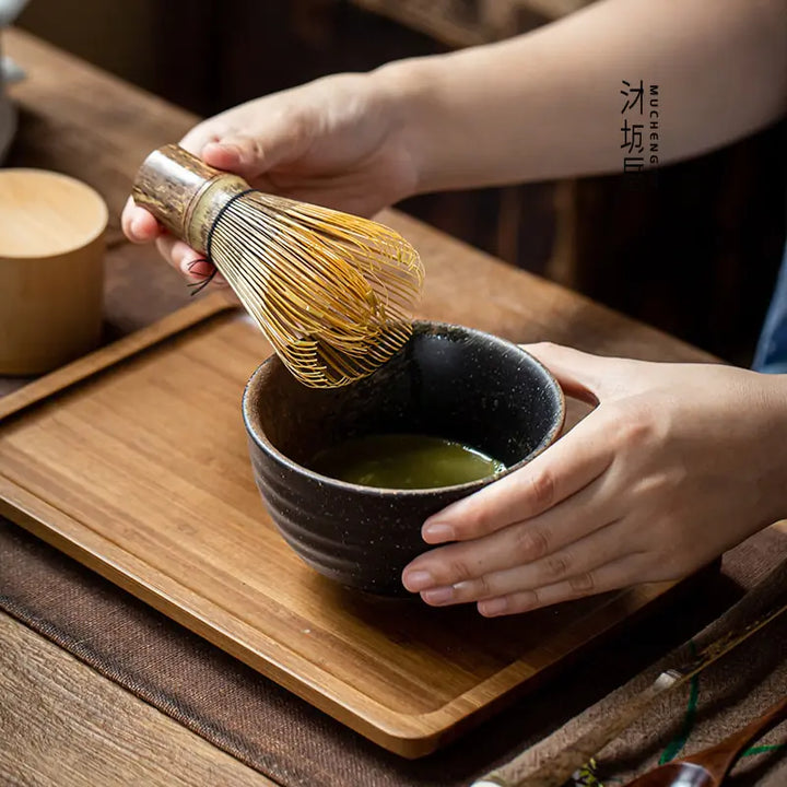 Complete authentic matcha tea ceremony gift set, including whisk, scoop, ceramic bowl & green tea.