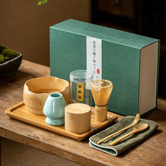 Authentic Japanese green tea ceremony set, ideal for making traditional matcha with quality tea accessories.