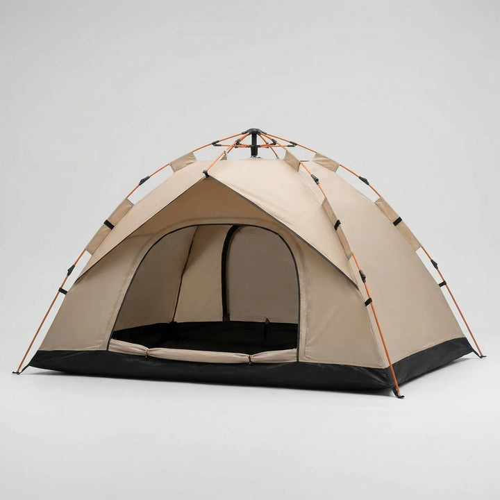 Spacious 4-person pop-up beach tent with UV protection, water repellent, perfect for sun shelter & family outdoor fun.
