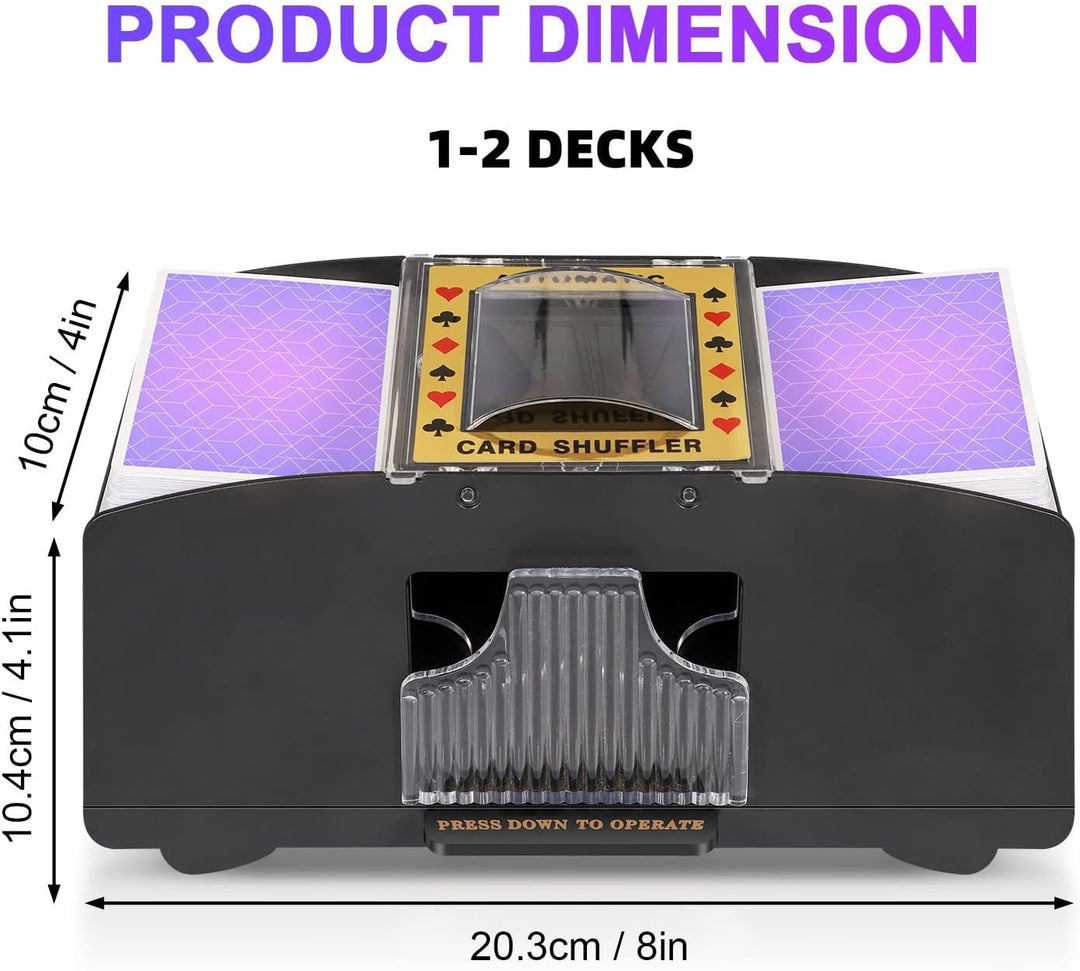Reliable automatic card dealer accessory, guarantees a truly random and fair shuffle for all playing card games.