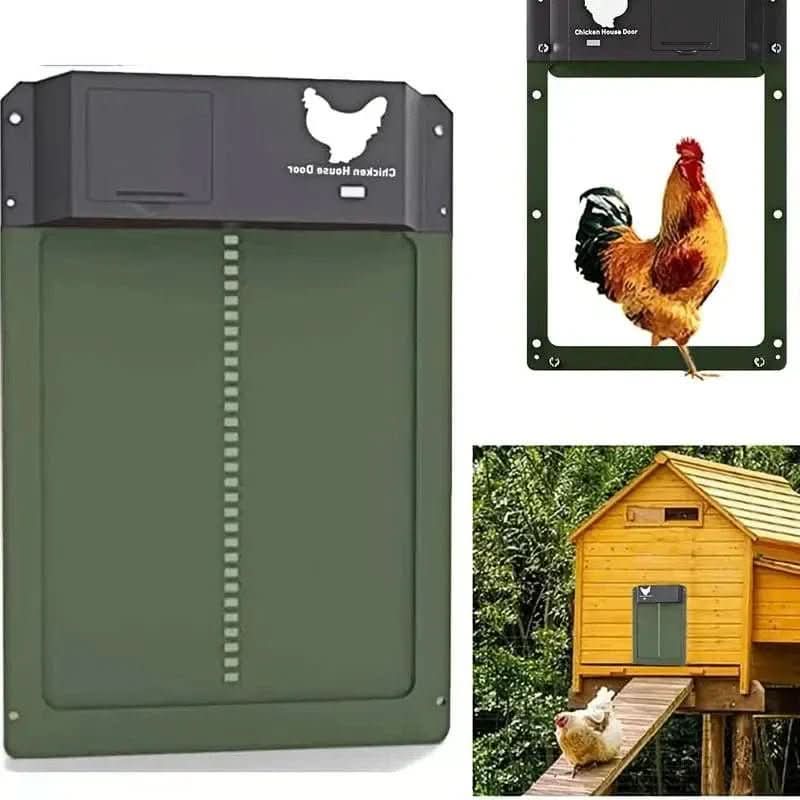 Automatic chicken coop door kit, ready for easy installation. Enhance poultry care with this smart pet accessory.