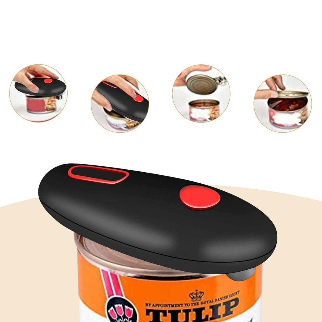 Modern automatic can opener, a hands-free electric kitchen gadget for convenient home cooking.