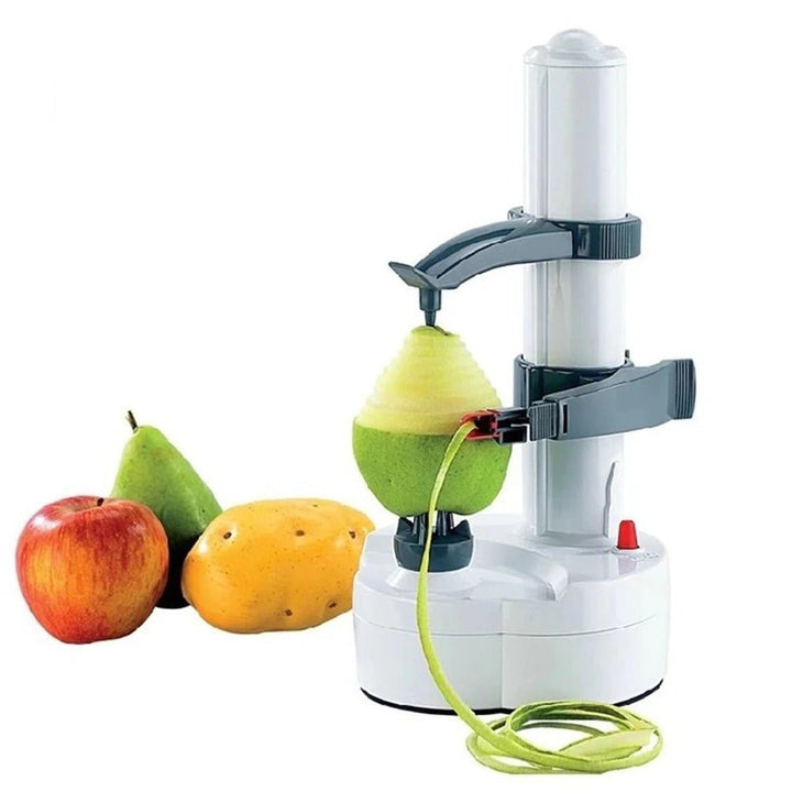 Automatic electric fruit & vegetable peeler for fast, hands-free kitchen food prep.