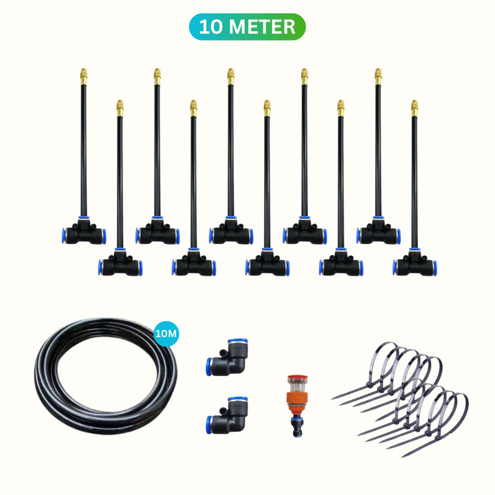 Water-saving automatic irrigation system (AquaBloom) for healthy plant growth and lush lawn care in your garden.