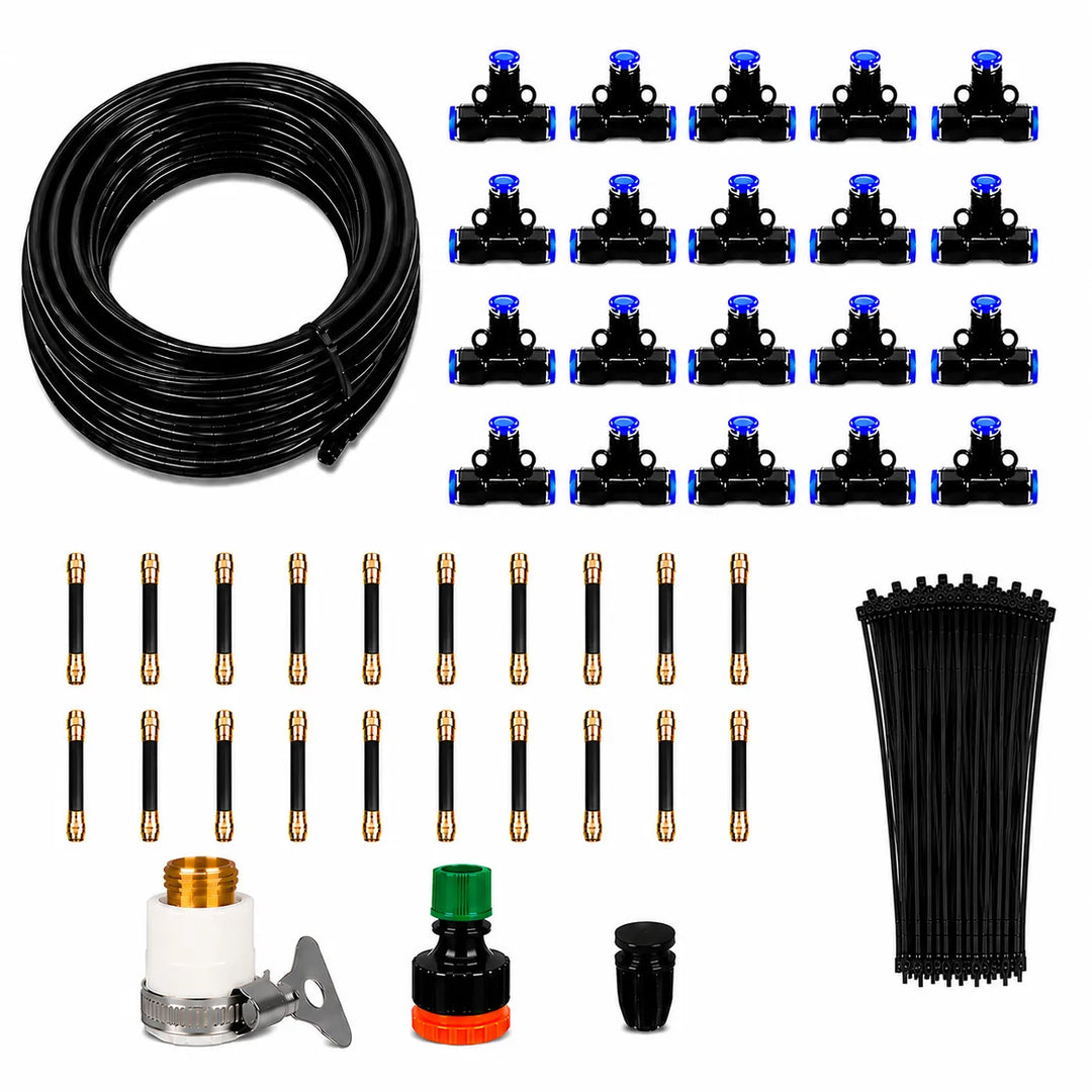 Effortless garden misting system for healthy plants, providing consistent irrigation in any garden.