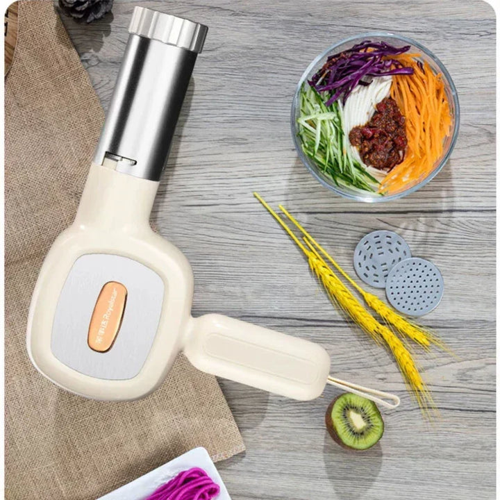 Sleek automatic handheld pasta maker for versatile fresh noodles. An essential electric kitchen appliance.
