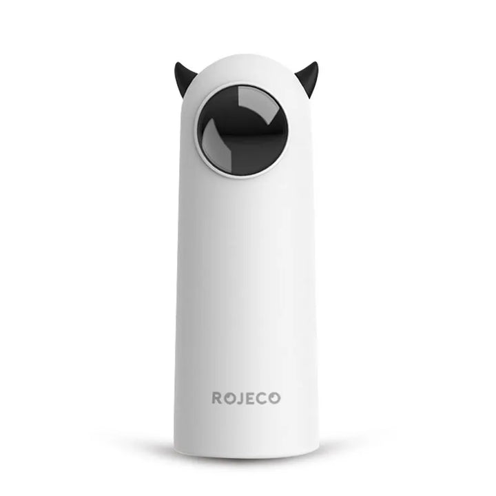 Robotic laser pointer cat toy, automatic & interactive, for pet exercise & mental enrichment.