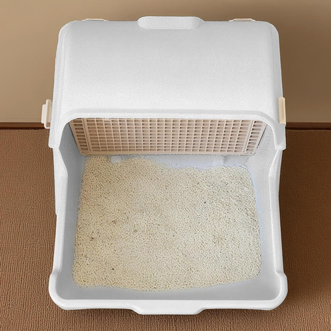 Felvora automatic odorless cat litter box, open top design, durable PP material for multi-pet homes.