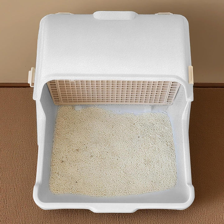Felvora automatic odorless cat litter box, open top design, durable PP material for multi-pet homes.