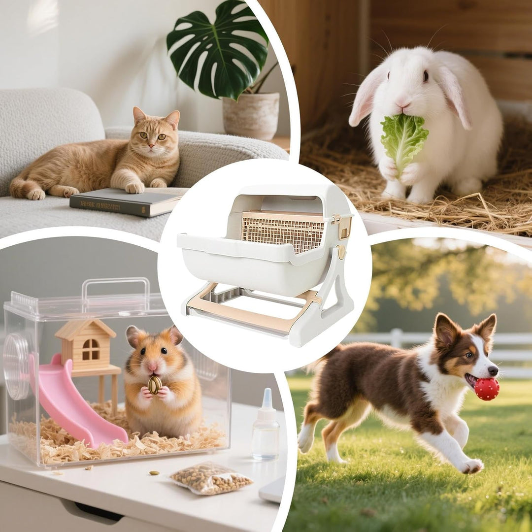 Open-top odorless automatic multi-pet litter box, gray, offering superior pet care and easy cleaning.