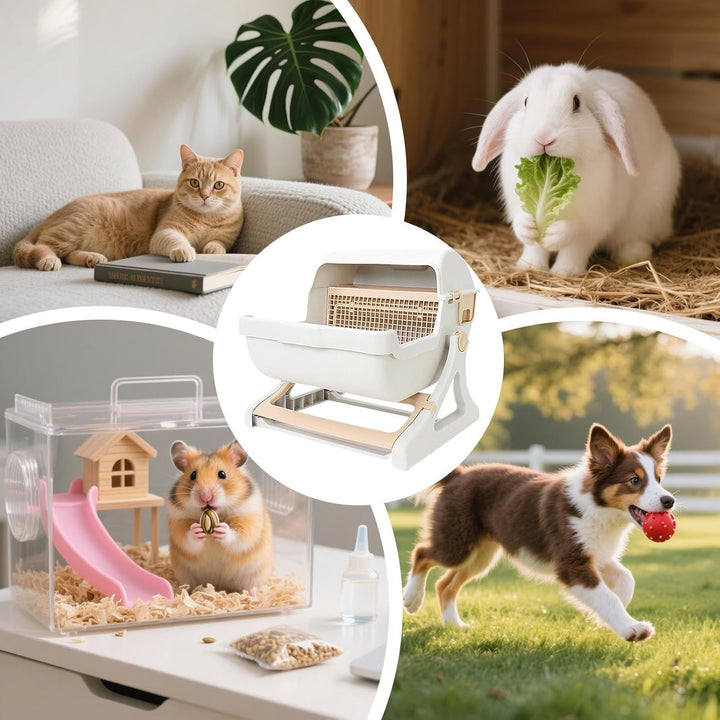 Open-top odorless automatic multi-pet litter box, gray, offering superior pet care and easy cleaning.