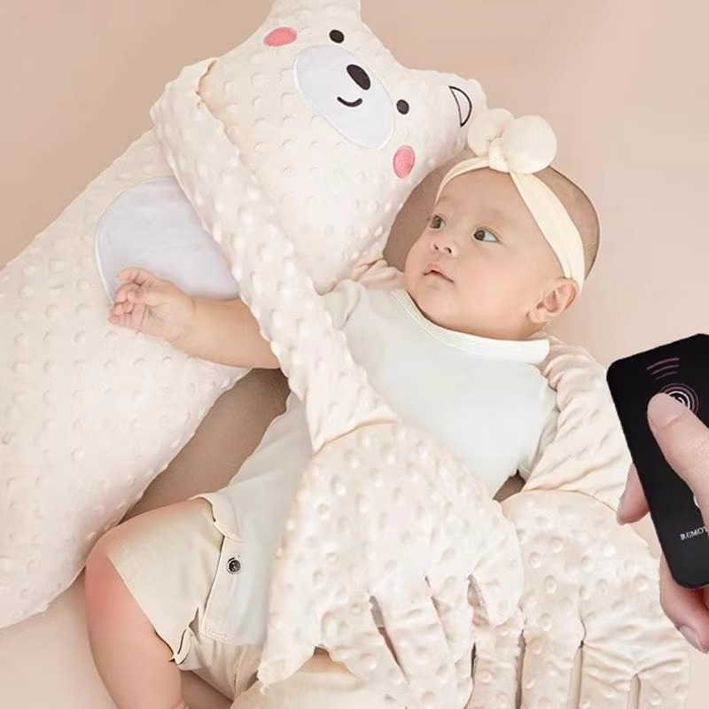 Soft baby pillow, an automatic sleep aid providing soothing comfort for infants.