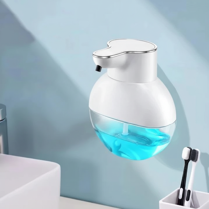 Modern white automatic foam soap dispenser, TouchlessEase brand, ideal for efficient and hygienic handwashing
