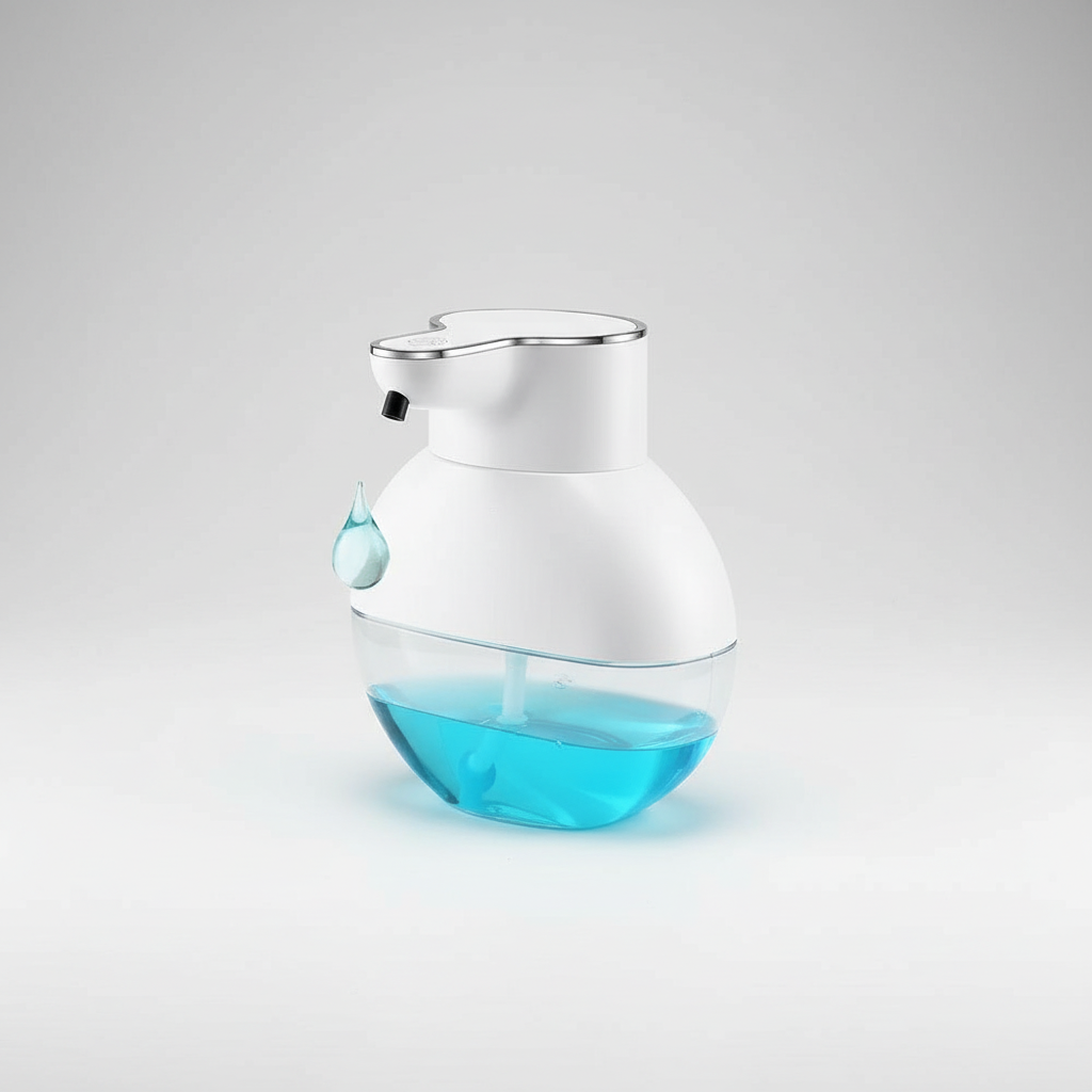 TouchlessEase automatic gel and foam soap dispenser, battery-operated, for a germ-free bathroom or kitchen