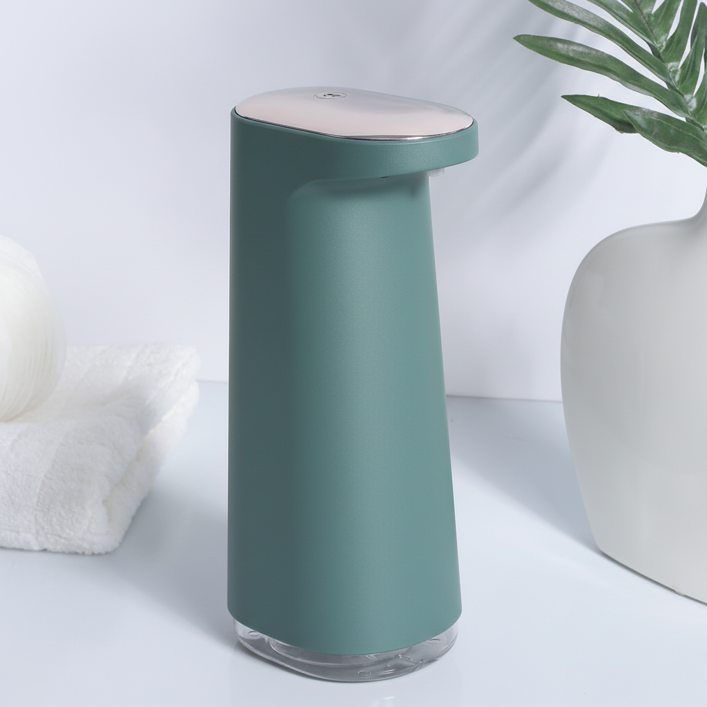 White touchless foam soap dispenser, automatic, perfect bathroom accessory