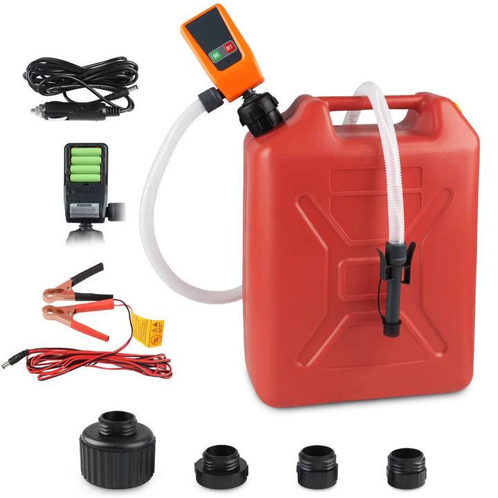 Automotive 12V auto-stop fuel transfer pump with leak protection for safe & efficient fluid handling.