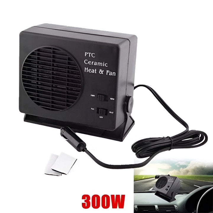 Efficient ceramic 12V car defroster and fan heater for quick heating in any vehicle during cold weather.