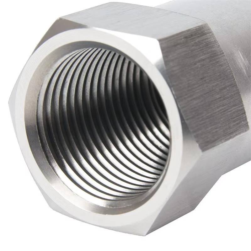 Car exhaust system O2 sensor adapter with integrated mini catalytic converter for CEL check engine light.
