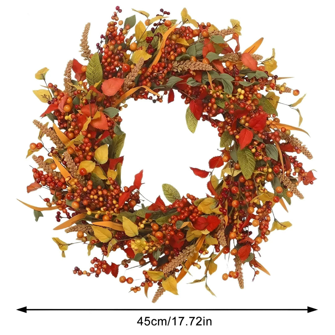 AmberLeaf autumn door wreath: a beautiful rattan wreath with realistic maple leaves for fall decor.