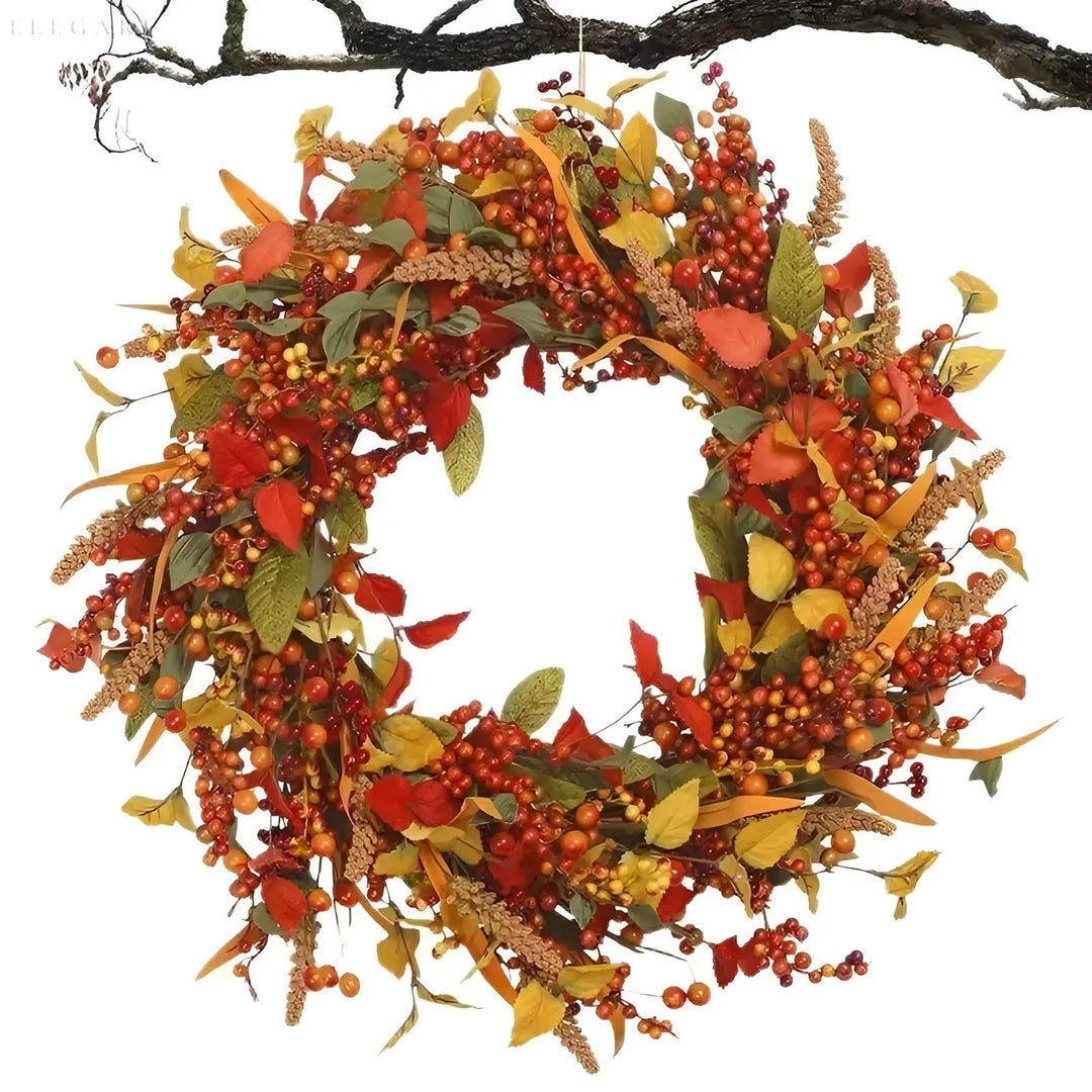 Versatile autumn maple leaf rattan wreath for door or wall decor, ideal for fall seasonal decoration.