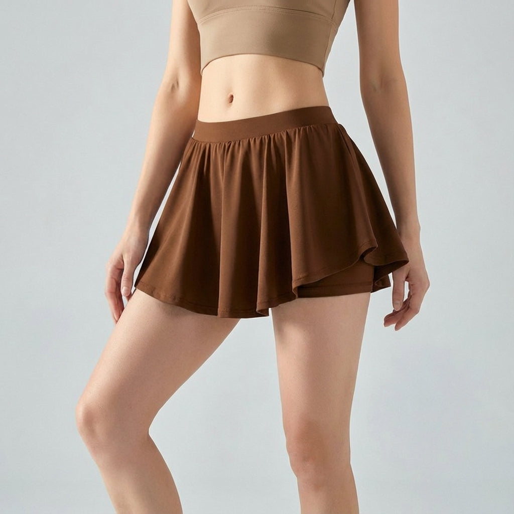 Women's Ava active mini skort, gray, perfect for workouts or casual wear with integrated shorts.