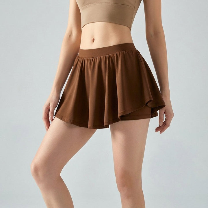 Women's Ava active mini skort, gray, perfect for workouts or casual wear with integrated shorts.