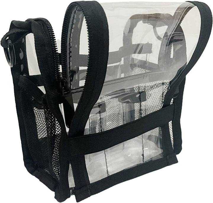 Aveline large clear PVC makeup bag, waterproof cosmetic organizer for travel, standing upright.