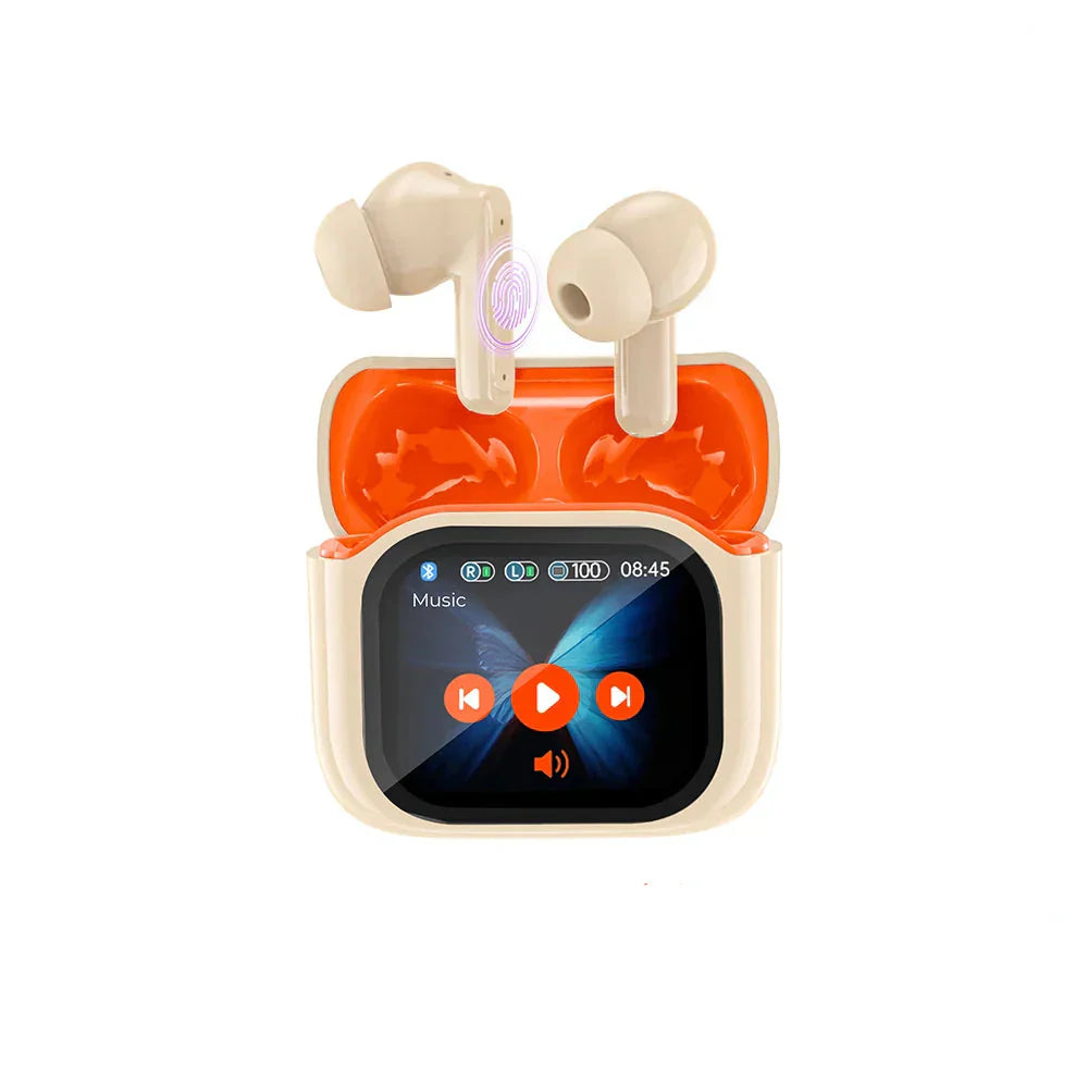 Person wearing Avelora smart AI translation headphones, clear communication device