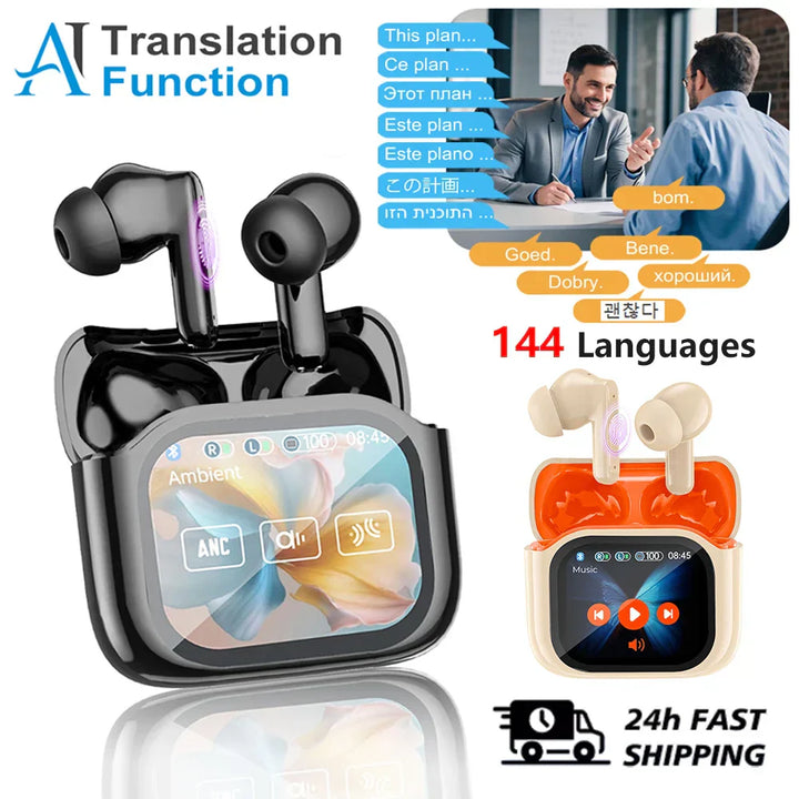 Avelora translation headphones with intuitive touch screen controls, tech gadget