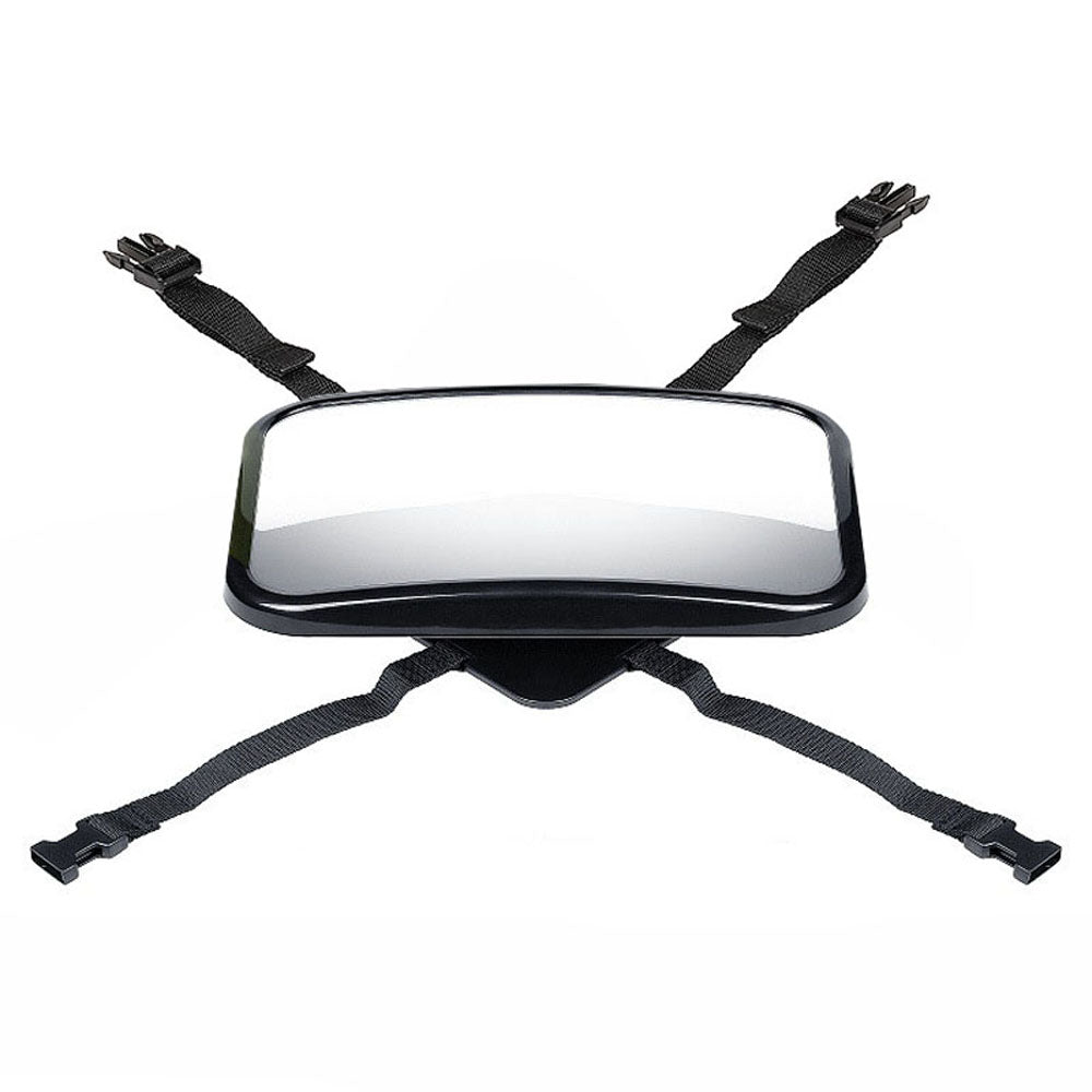 Close-up of a high-quality baby car mirror, designed for back seat monitoring with optimal clarity and safety features.
