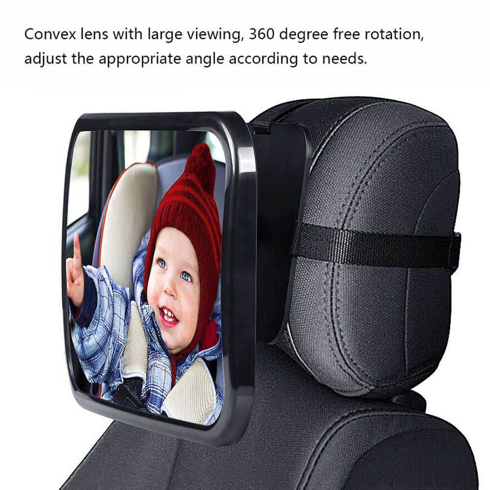 Unisex baby car mirror, simple installation on back seat headrest, durable & safe for infant travel, a must-have parenting accessory.