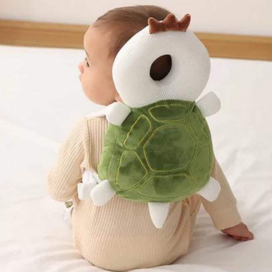 Soft infant head cushion in a little bee design, providing comfortable fall prevention and head protection for babies.
