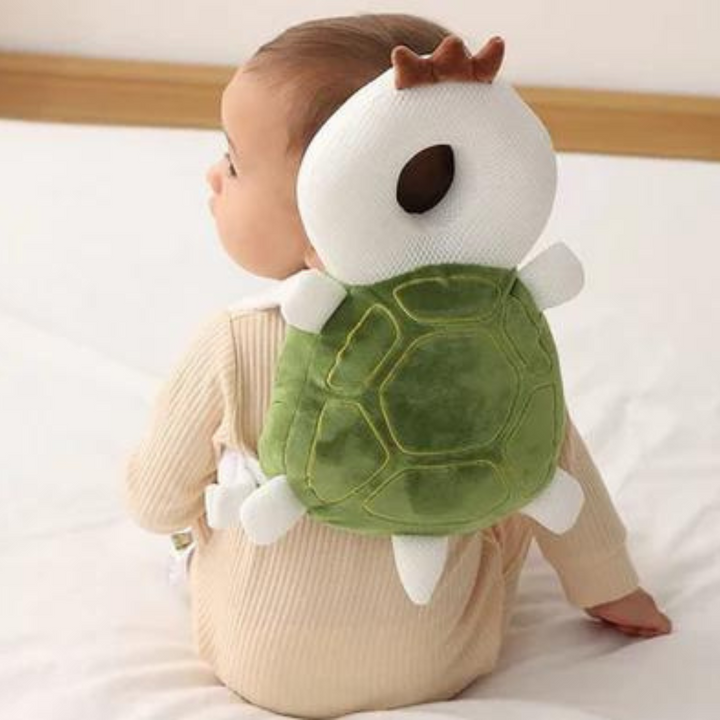 Soft infant head cushion in a little bee design, providing comfortable fall prevention and head protection for babies.