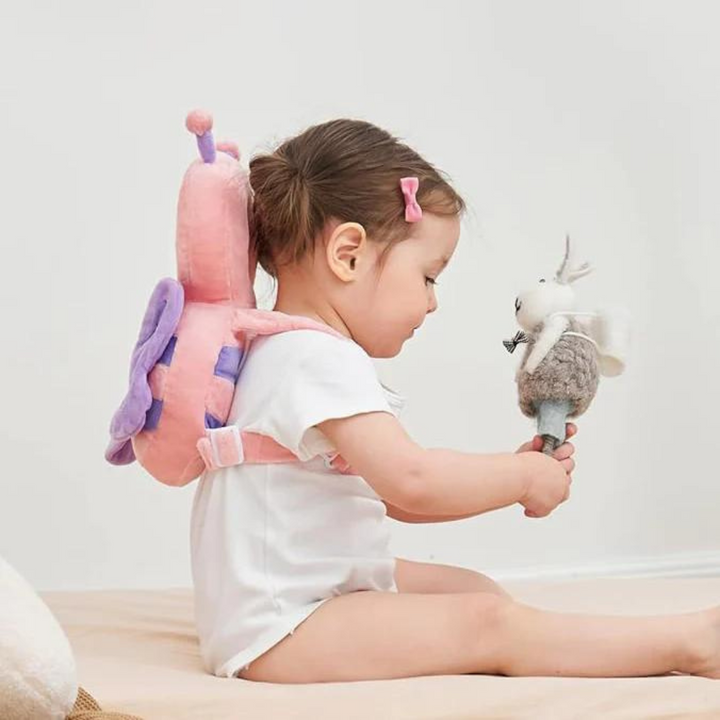 Child care essential: Little bee protective backpack, a head cushion for baby fall prevention and safety.