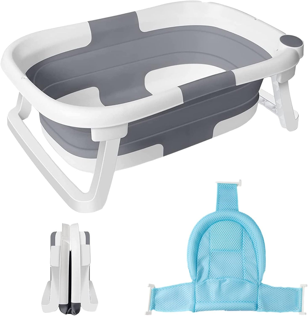 Baby Folding Bath Tub with Net Support, blue color, for infant bathing